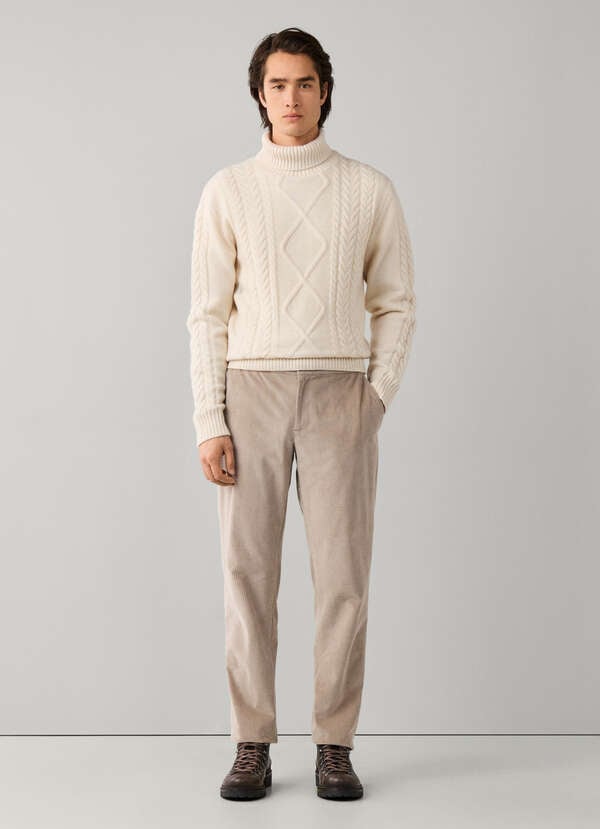 Wool-Cashmere Argyle Cable Roll Neck Jumper - 2