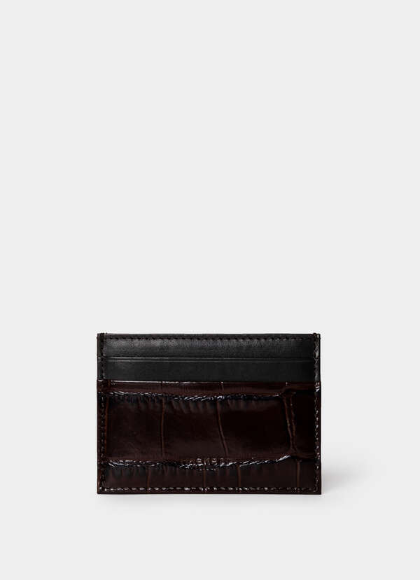 Leather Croc Stamped Cardholder
