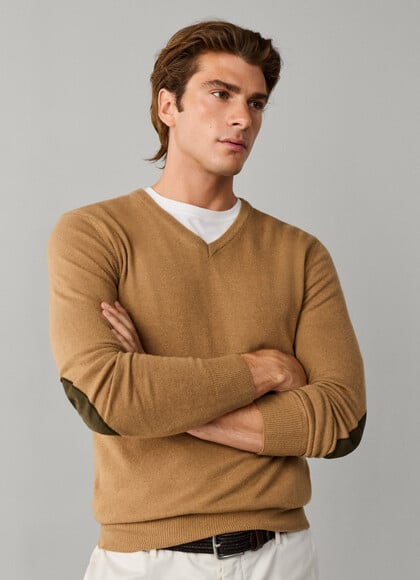 Merino Wool-Cashmere Blend V-Neck Jumper