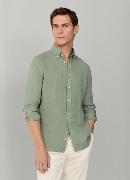 Tailored Fit Garment Dyed Linen Shirt