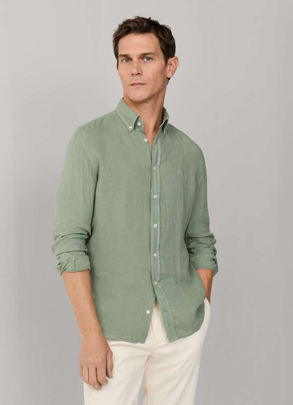Tailored Fit Garment Dyed Linen Shirt Tailored Fit Garment Dyed Linen Shirt