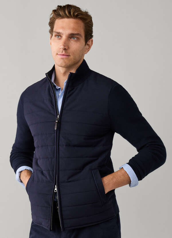 Cotton Knit Baffle Hybrid Full Zip Jacket Cotton Knit Baffle Hybrid Full Zip Jacket