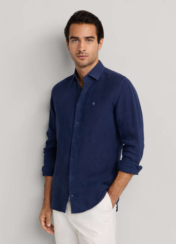Tailored Fit Garment Dyed Linen Shirt