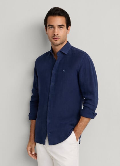 Tailored Fit Garment Dyed Linen Shirt