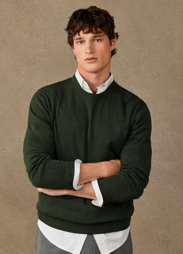 Cotton Branded Crew Neck Jumper