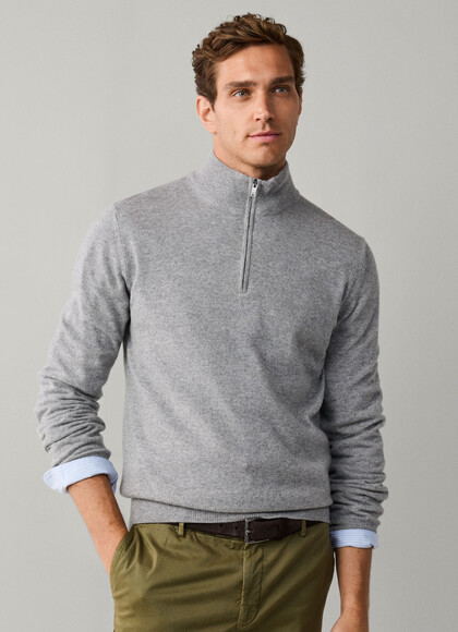 Merino Wool-Cashmere Quarter Zip Jumper