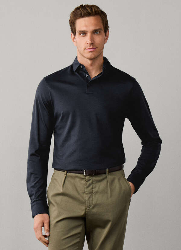 Travel Classic Fit Long Sleeve Pique Polo