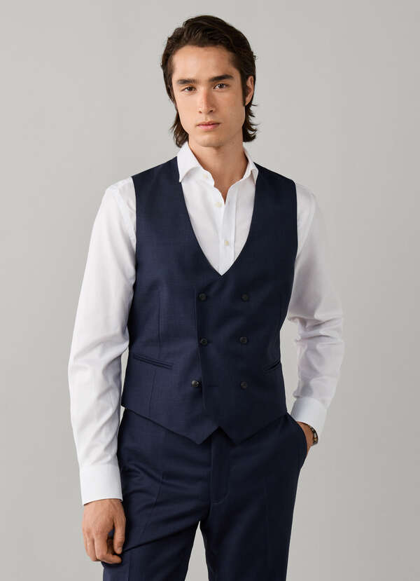 Wool Sharkskin Waistcoat - Woven in Italy Wool Sharkskin Waistcoat - Woven in Italy
