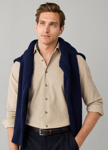 Tailored Fit Smart Babycord Shirt