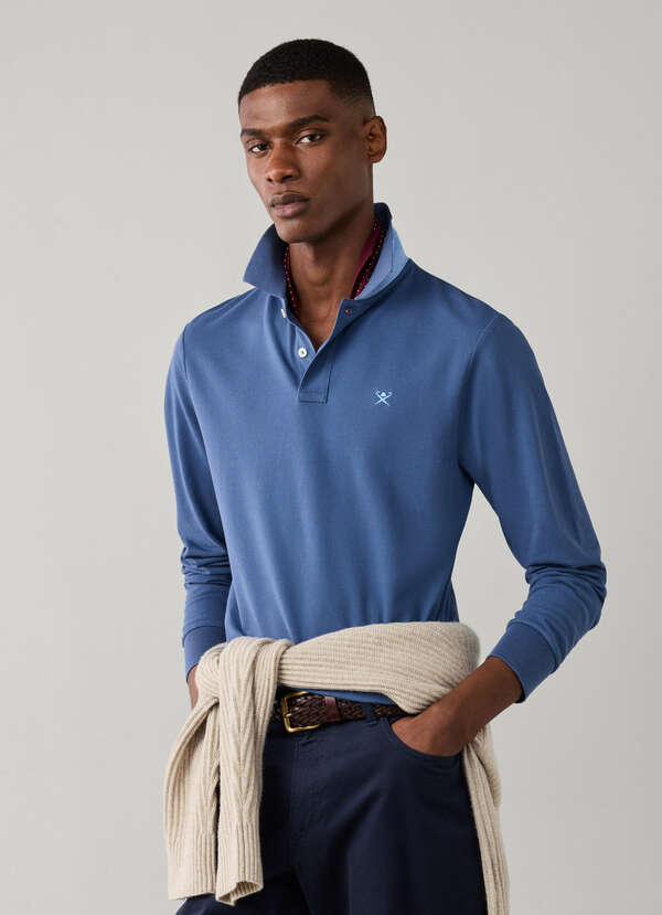 Slim Fit Long Sleeve Logo Polo