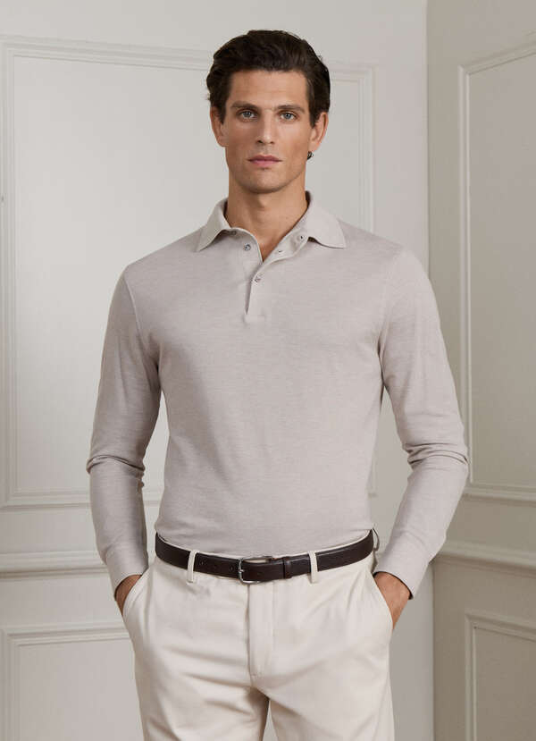 Classic Fit Long Sleeve Cashmere Blend Polo Classic Fit Long Sleeve Cashmere Blend Polo