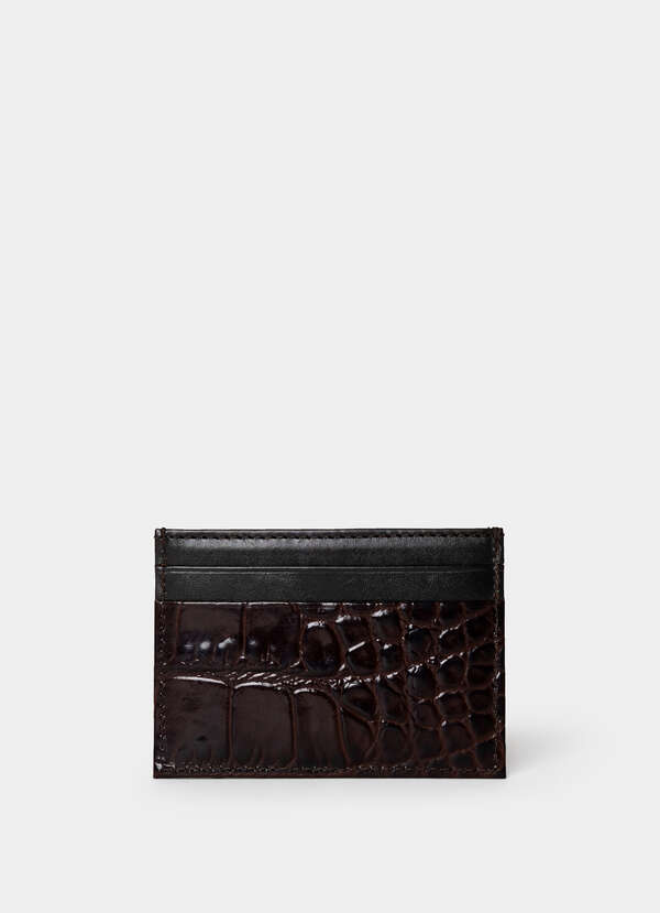 Leather Croc Stamped Cardholder - 2