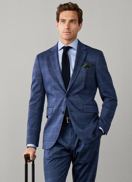 Cotton Travel Knit Prince of Wales Blazer