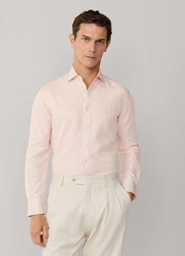 Tailored Fit Linen-Cotton Stripe Shirt - 2 Tailored Fit Linen-Cotton Stripe Shirt - 2