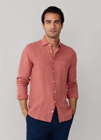 Tailored Fit Garment Dyed Linen Shirt