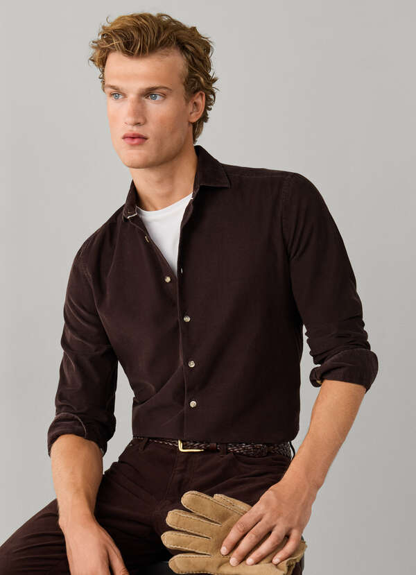 Tailored Fit Smart Babycord Shirt