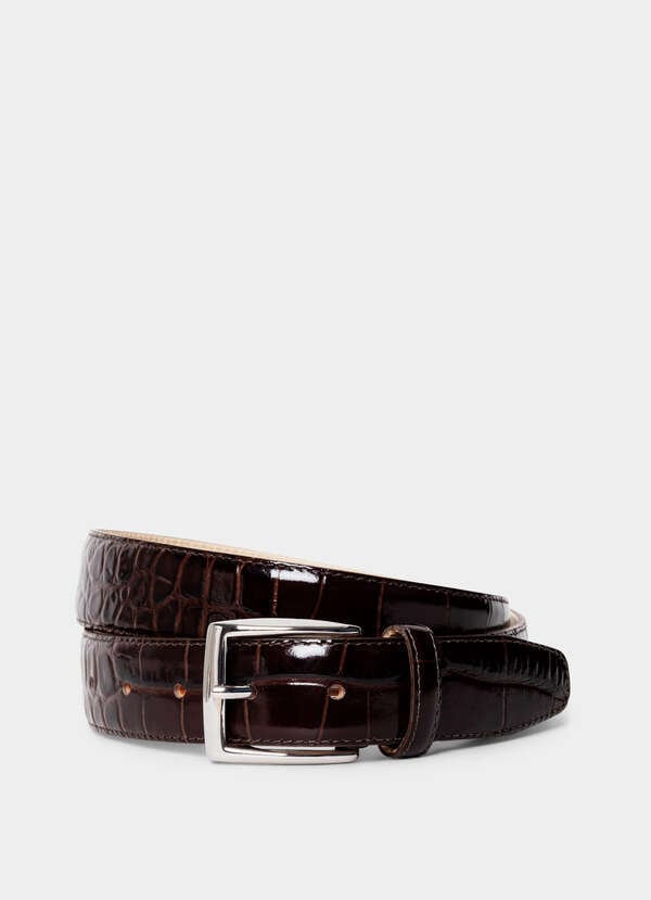 Leather Croc Stamped Formal Belt Leather Croc Stamped Formal Belt