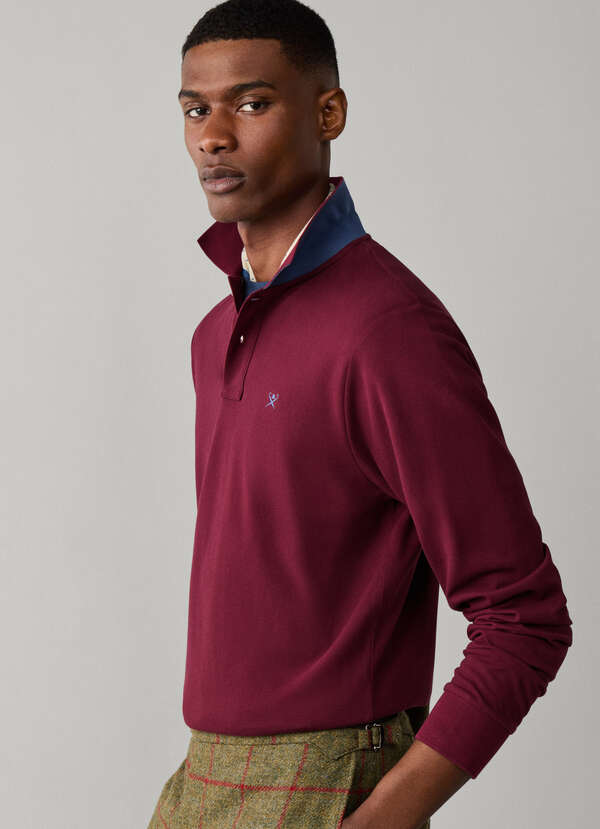 Slim Fit Long Sleeve Logo Polo