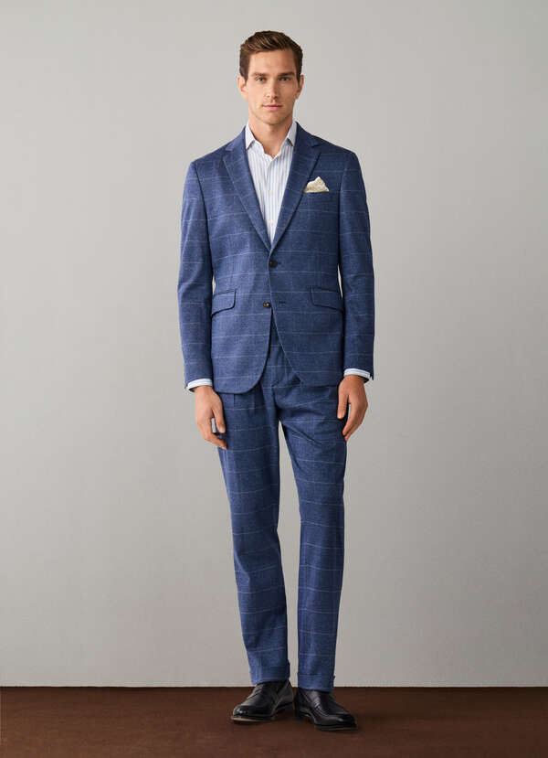 Cotton Travel Knit Prince of Wales Blazer