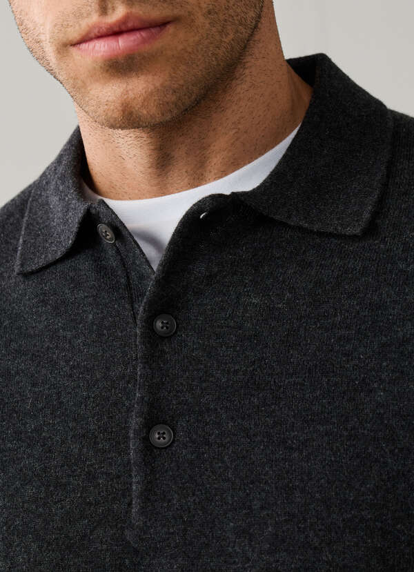 Lambswool Long Sleeve Knitted Polo - 2 Lambswool Long Sleeve Knitted Polo - 2