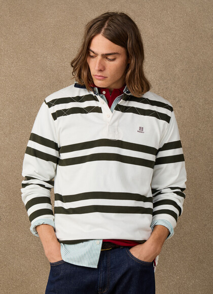 Classic Fit Double Stripe Rugby Shirt