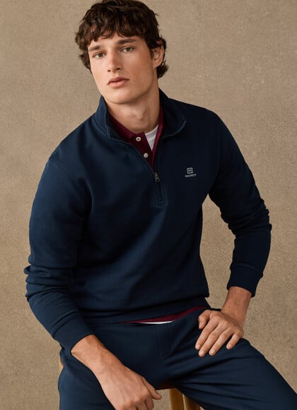 Branded Cotton Quarter Zip Sweat