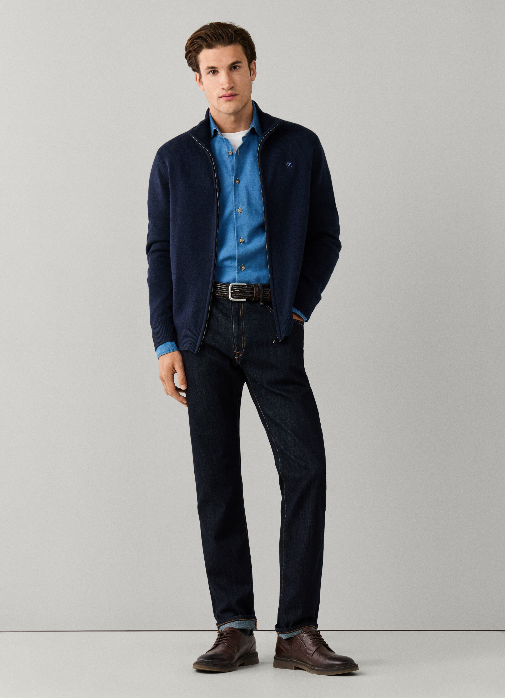 Lambswool Full Zip Cardigan | Hackett London