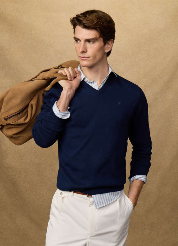 Cotton V-Neck Jumper