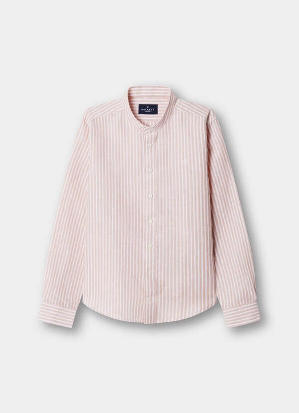 Classic Fit Band Collar Striped Shirt Classic Fit Band Collar Striped Shirt