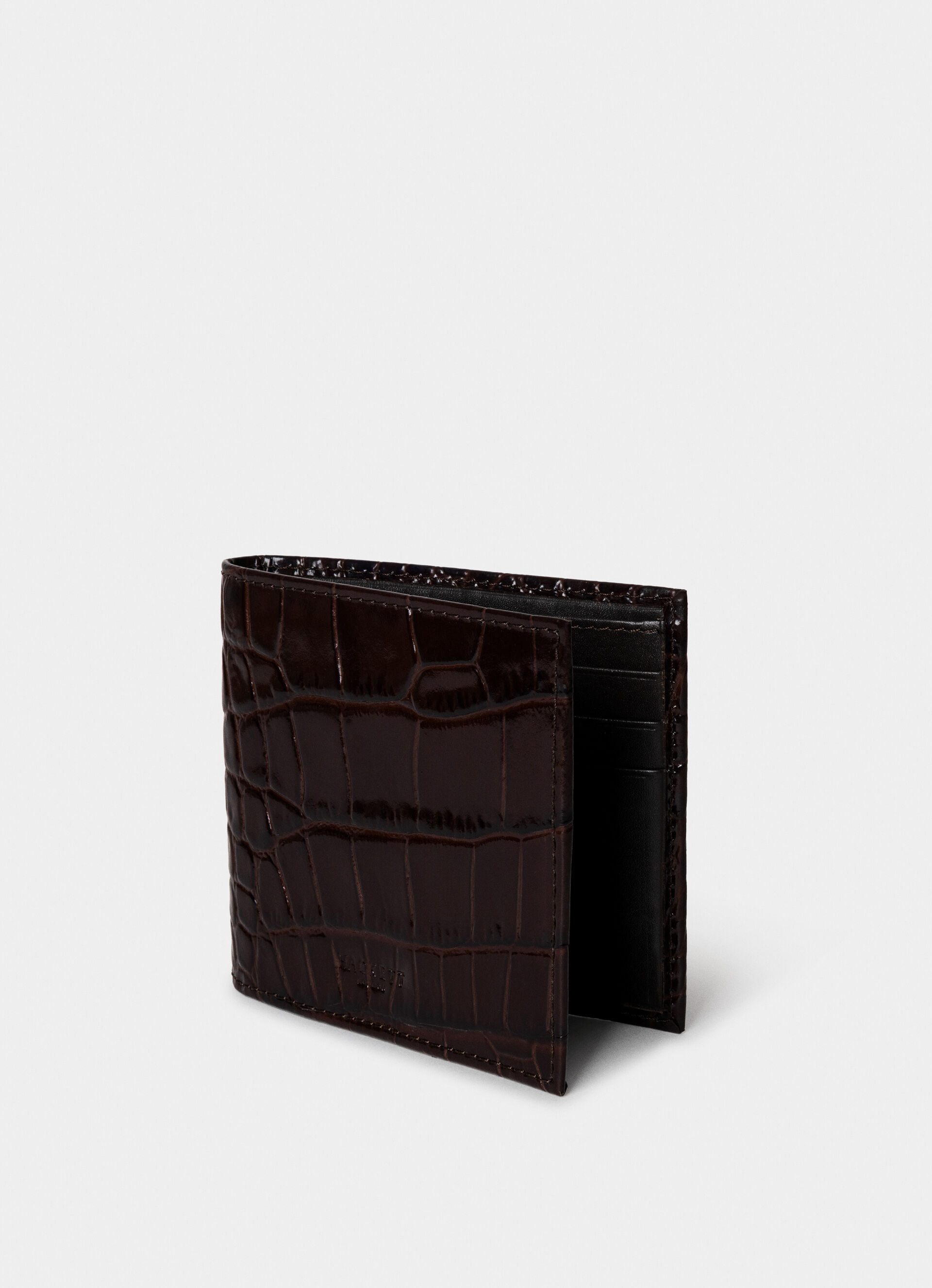 Leather Croc Stamped Billfold Wallet | Hackett London