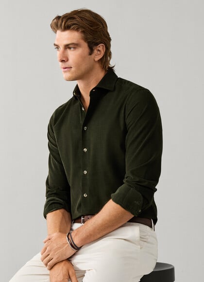 Tailored Fit Smart Babycord Shirt