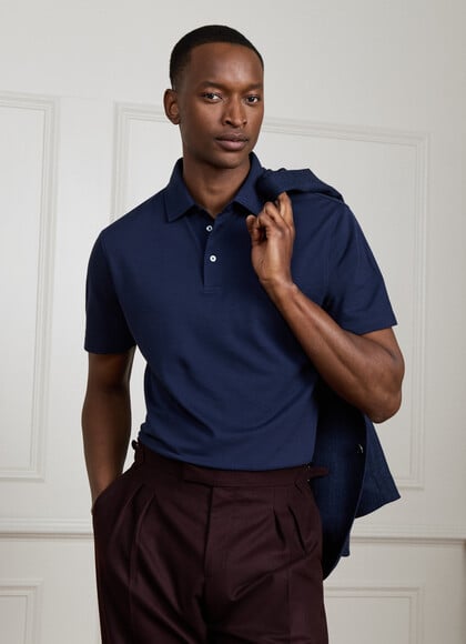Classic Fit Short Sleeve Silk Blend Polo