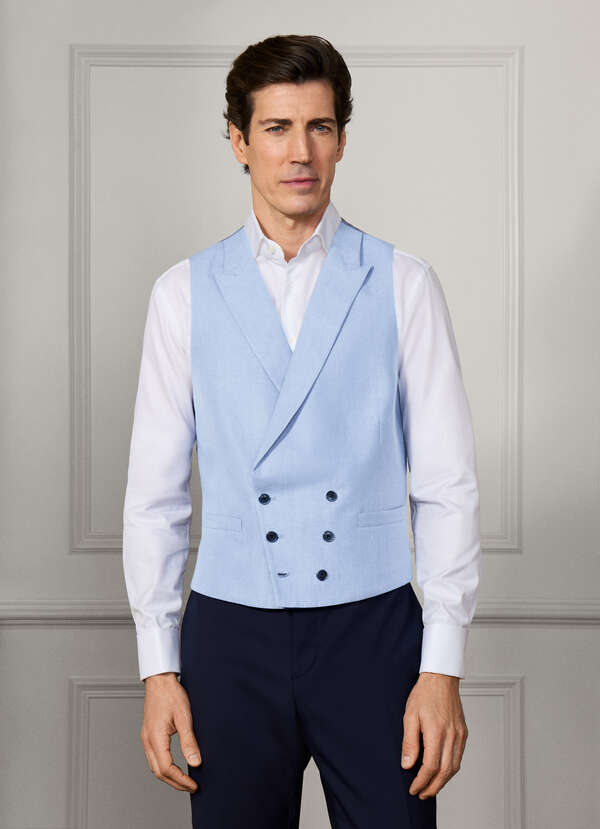 Double Breasted Linen Waistcoat - 2 Double Breasted Linen Waistcoat - 2