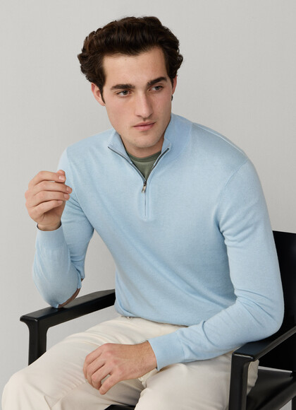 Cotton-Cashmere Quarter Zip Jumper