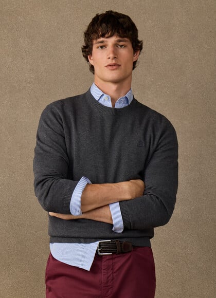 Cotton Branded Crew Neck Jumper