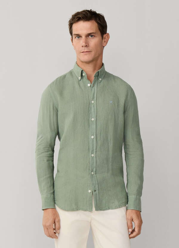 Tailored Fit Garment Dyed Linen Shirt - 2 Tailored Fit Garment Dyed Linen Shirt - 2