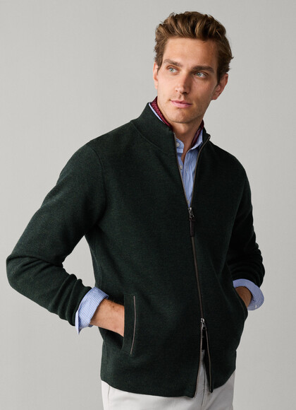 Merino Wool Milano Knit Full Zip Cardigan