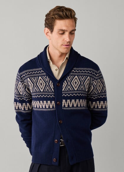 Wool-Cashmere Fairisle Shawl Cardigan