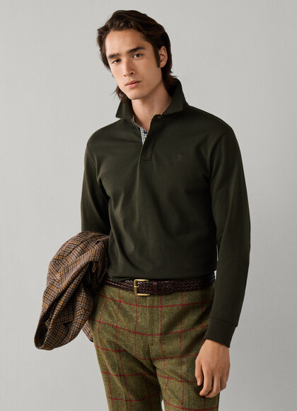 Classic Fit Tattersall Trim Rugby Shirt