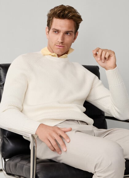 Ribbed Raglan Crew-Neck Jumper