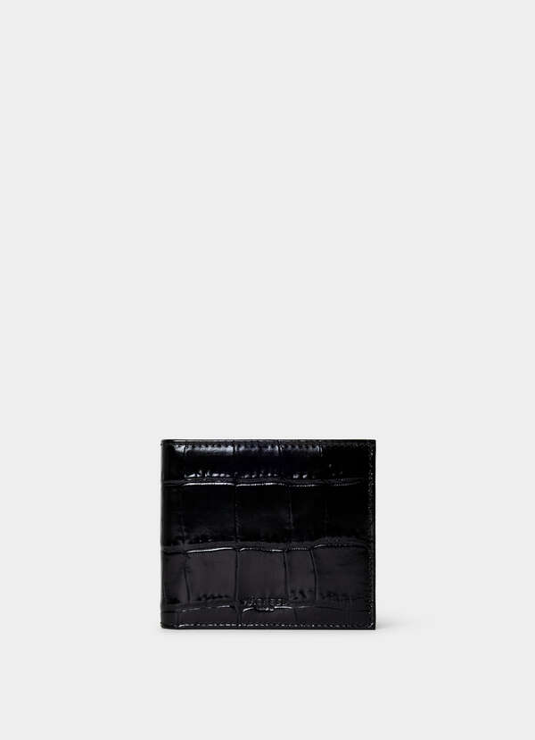 Leather Croc Stamped Billfold Wallet