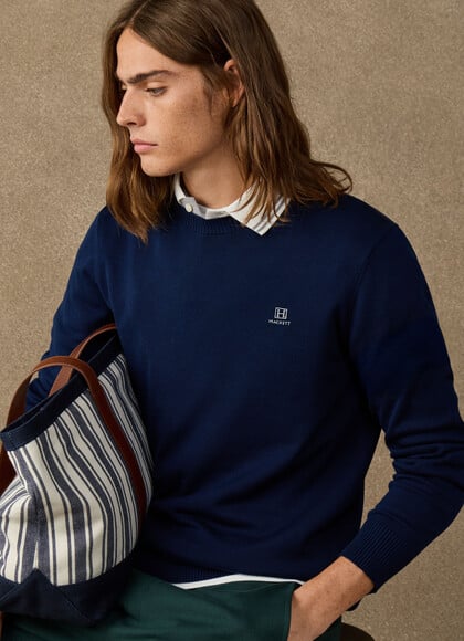 Cotton Branded Crew Neck Jumper