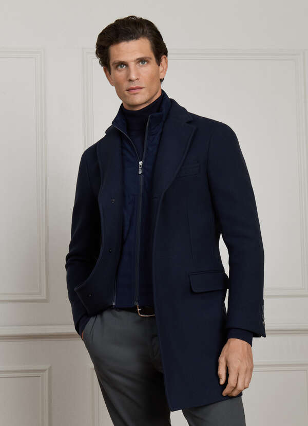 Wool-Cashmere Blend Overcoat with Bib