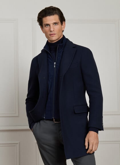 Wool-Cashmere Blend Overcoat with Bib