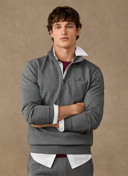 Branded Cotton Quarter Zip Sweat