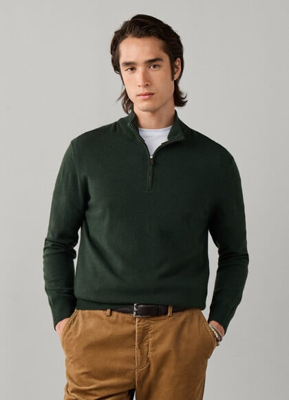 Merino Wool-Cashmere Quarter Zip Jumper