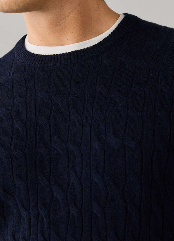 Lambswool Cable Knit Crew Neck Jumper - 2 Lambswool Cable Knit Crew Neck Jumper - 2