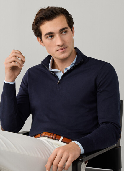 Cotton-Cashmere Quarter Zip Jumper