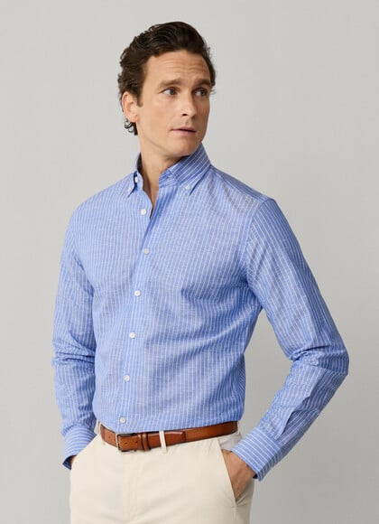 Tailored Fit Cotton Linen Stripe Shirt