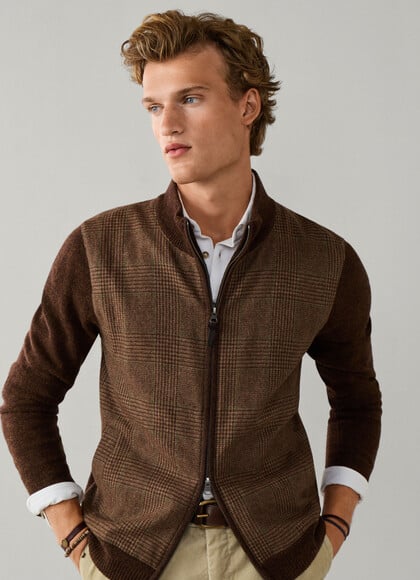 Wool Prince of Wales Hybrid Cardigan